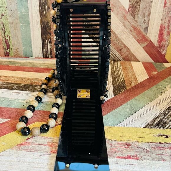 Cult Gaia Acrylic Beaded Luna Circular Crossbody Shoulder Bag Black EUC - Picture 8 of 9